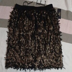 Worthington Black and Gold Textured Mini Skirt